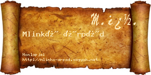Mlinkó Árpád névjegykártya