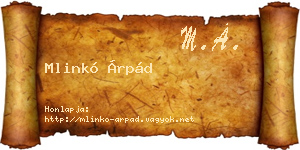 Mlinkó Árpád névjegykártya