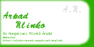 arpad mlinko business card